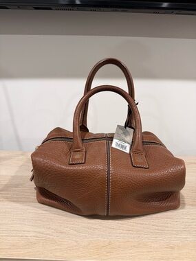 NWT Brown Pebbled Leather Satchel Bag “Nicole” El Corte Inglés Spain